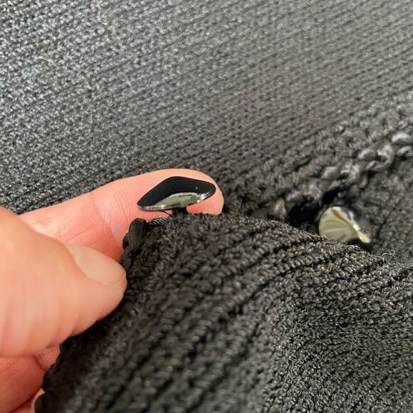 Vintage 70s St John 2pc Pleated Skirt Suit Set Santana Knit Black  4 - Picture 9 of 10